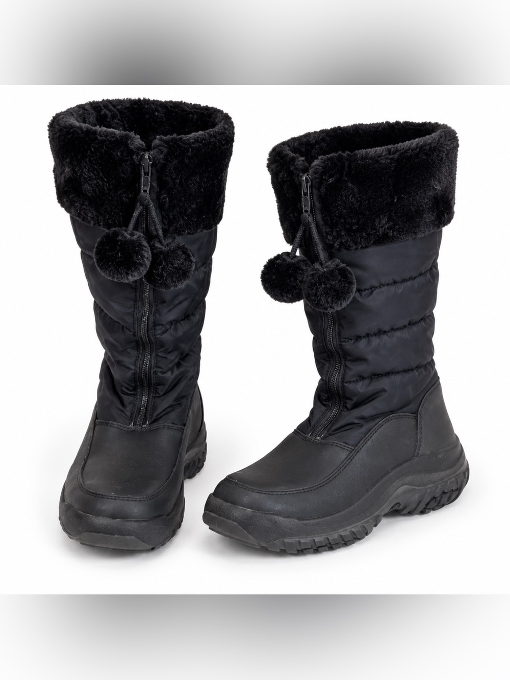 London Fog Tower Black Faux Fur Tall Winter Boots Size 7
